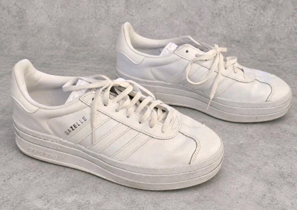 Adidas Gazelle Bold Womens Size 9 White Leather Platform Sneakers Shoes